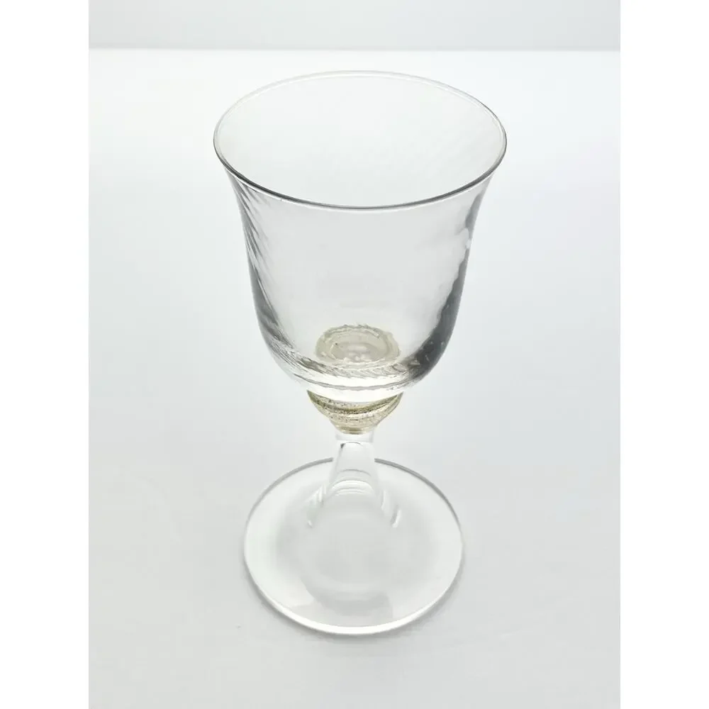 Murano Torcée 4 Wine Glasses 6” 6oz Swirl Optic Hand Blown 24k Gold Flakes Italy